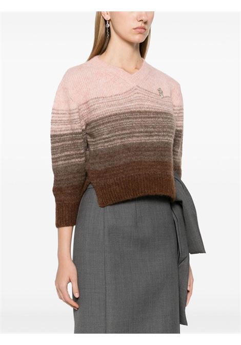 Pink and brown cropped V-neck sweater Simone Rocha - women SIMONE ROCHA | MIMK5B0657RSOMBR